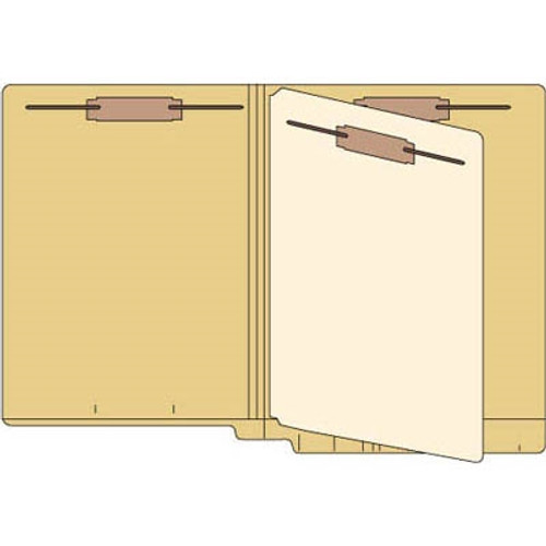 Classification Folders, End Tab, Letter Size, 3/4" Exp, 4 Fasteners, 1 Divider, 11pt Tan, 25/Bx