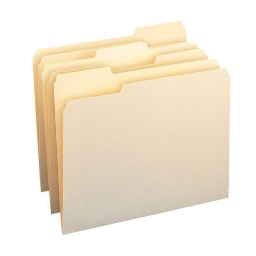 File Folders, Letter Size, Standard 1/3-Cut Tab, Manila, 100/Box (10346)