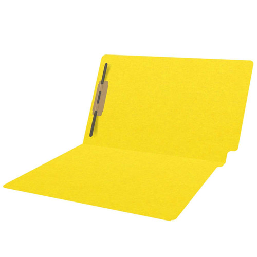 Colored Folders, End Tab, Legal Size, 3/4" Expansion, Fastener Position 1, 11pt Yellow, 50/Box