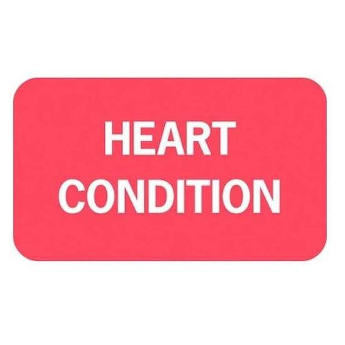 Medical Chart Labels, Heart Condition, 1-1/2 x 7/8, Red (ARD1328)