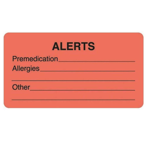 Medical Alert Stickers 1-3/4 x 3-1/4 Fluorescent Red Black 250 Roll