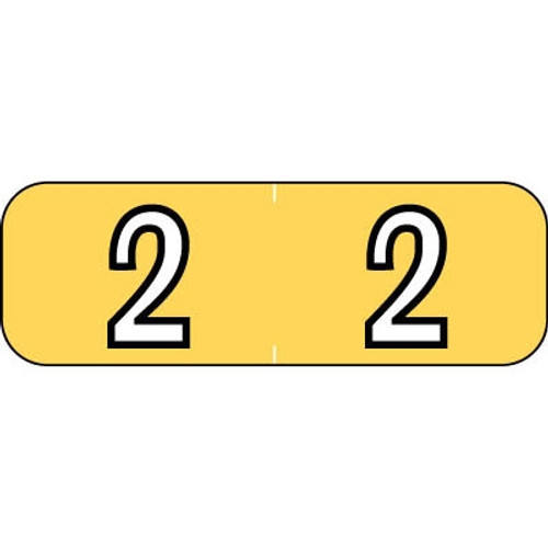 Barkley Numeric Labels, NBAM, 1/2 H x 1 1/2 W, Number 2, Yellow, 500/RL (BANM-2)