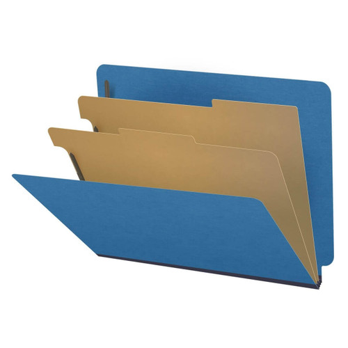 End Tab Classification Folders, 2 Dividers, Letter Size, Type III Pressboard, Royal Blue, 10/Box (DV-S42-26-3RBL)