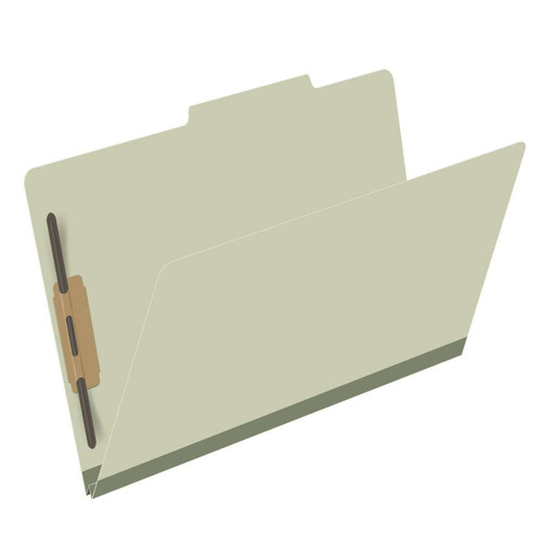 Pressboard Folders, Top Tab, Legal Size, 2" Exp, 2 Fasteners, No Dividers, Type III Gray/Green, 25/Box