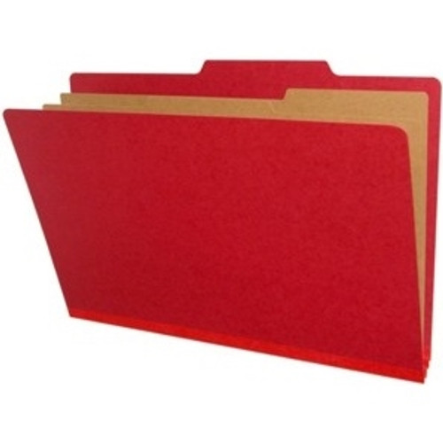 Pressboard Classification Folders, 2 Dividers, Legal Size, Deep Red, 10/Box