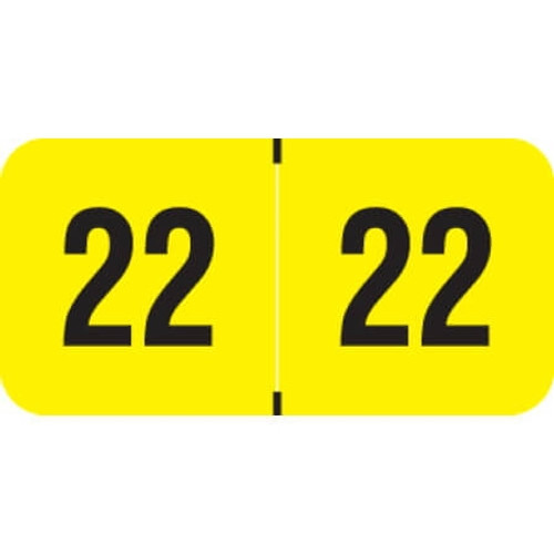 PMA Compatible Year Labels, 2022, Fluorescent Yellow, 3/4 x 1-1/2, 500/RL