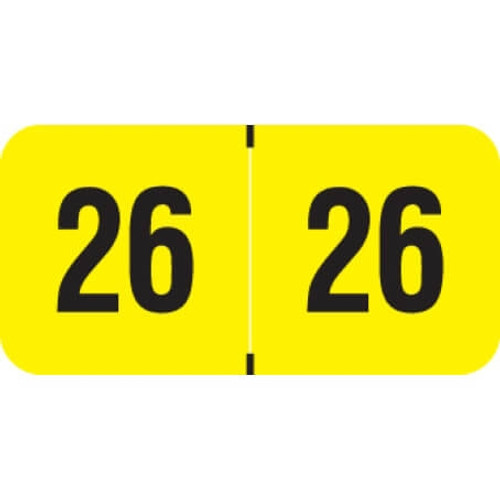 PMA Compatible Year Labels, 2026, Fluorescent Yellow, 3/4 x 1-1/2, 500/RL