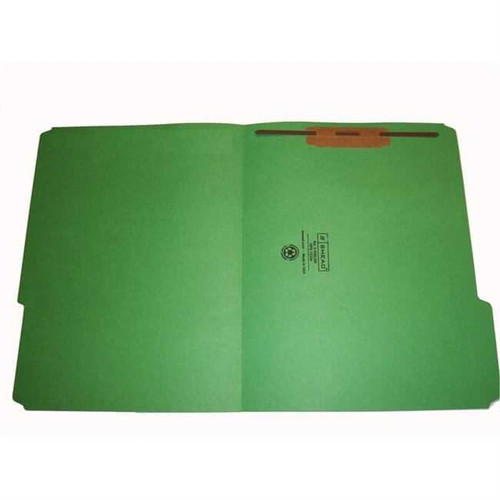 Smead 12134-F1 Colored Fastener Folders, Letter Size, 1/3-Cut Reinforced, Fastener Pos 1, 11pt Green, 50/Box