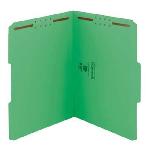 Smead 100% Recycled Fastener File Folder, 2 Fasteners, Green (12141)