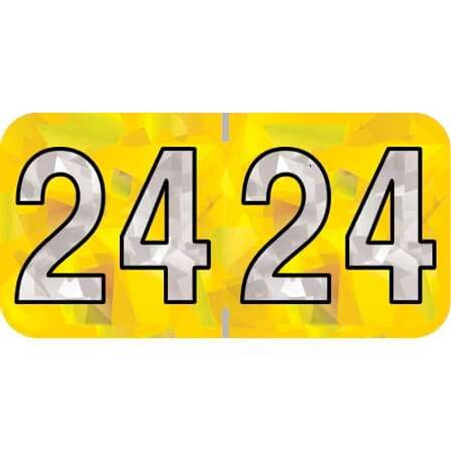 PMA Compatible Year Labels, 2024, Holographic Yellow, 3/4 x 1-1/2, 500/RL