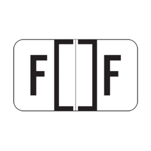 Jeter Alpha Labels, 2800-Series, 15/16 H x 1 5/8 W, Letter F, White, 500/Roll, JEAM-F