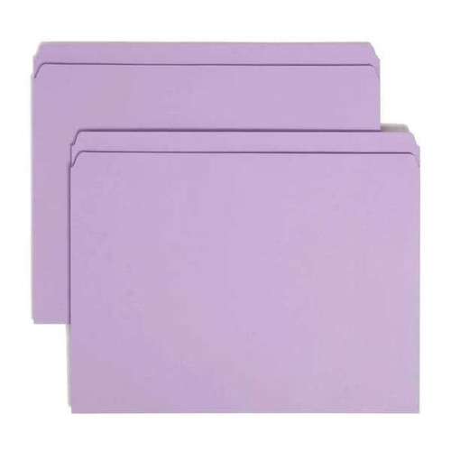 Smead File Folder, Reinforced Straight-Cut Tab, Lavender (12410)