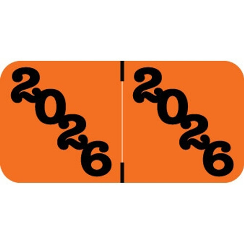 Jeter Compatible Year Labels, 2026, Orange, 3/4 x 1-1/2, 500/Roll