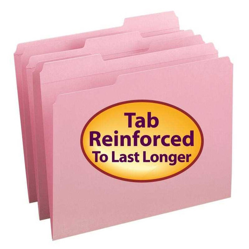 Smead File Folder, Reinforced 1/3-Cut Tab, Letter Size, Pink (12634)