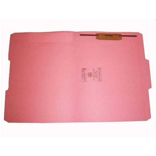 Smead 12634-F1 Colored Fastener Folders, Letter Size, 1/3-Cut Reinforced, Fastener Pos 1, 11pt Pink, 50/Box
