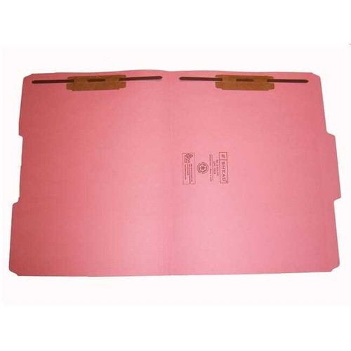 Smead 12634-F13 Colored Fastener Folders, Letter Size, 1/3-Cut Reinforced, Fasteners Pos 1/3, 11pt Pink, 50/Box