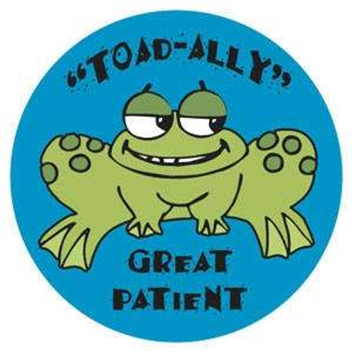 Children's Stickers, Toad-Ally Great, Blue, 1-3/4" Circle, 100/Roll