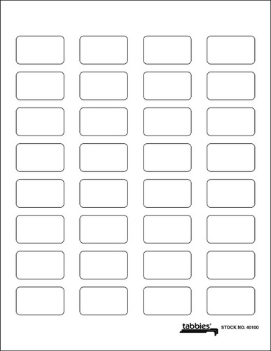 Tabbies Labels-U-Create Laser Labels, 1-1/2" x 7/8", White, 320/Pk