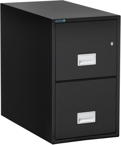 Phoenix LTR2W Letter Size Fireproof File Cabinet, 2-Drawer, Letter Size, 31" Deep, Black, Closed