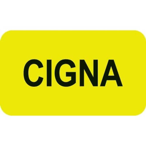 Insurance Labels, CIGNA, 1-1/2 x 7/8, Fl. Chartreuse, 250/Roll