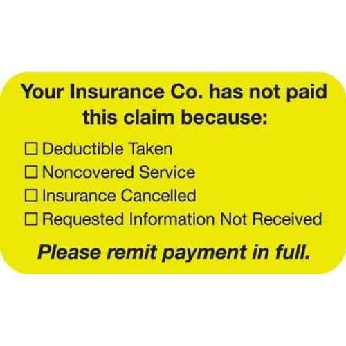 Patient Responsibility Labels, Your Insurance, 250/Box (MAP2120)