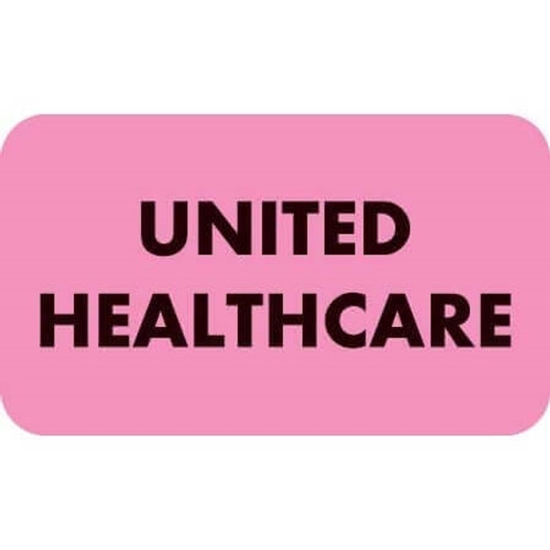 Insurance Labels, United Healthcare, 1-1/2 x 7/8, Fl. Pink, 250/Roll (MAP2320)