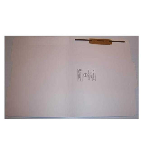Smead 12834-F1 Colored Fastener Folders, Letter Size, 1/3-Cut Reinforced, Fastener Pos 1, 11pt White, 50/Box