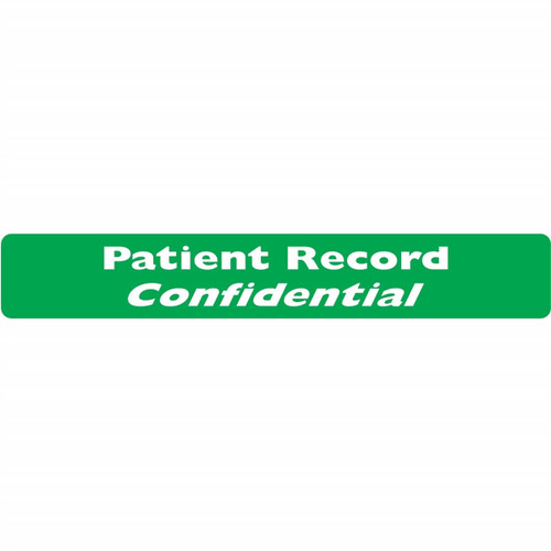 HIPAA Compliant Labels, Patient Record Confidential, 6-1/2 x 1, Green, 100/Roll (MAP252)