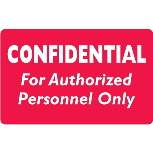 HIPAA Compliant Labels, Confidential For Authorized Personnel Only, 4 x 2-1/2, Red/White, 100/Roll (MAP253)