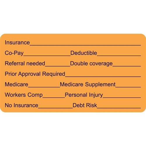 Insurance Labels, Insurance Info, 3-1/4 x 1-3/4, 250/RL
