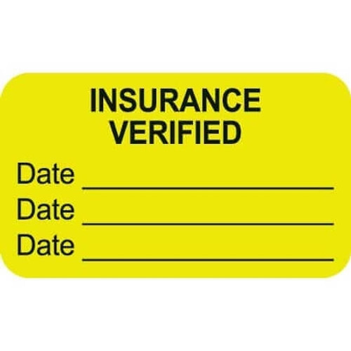 Insurance Labels, Insurance Verified, 1-1/2 x 7/8, Chartreuse, 250/Roll (MAP2960)