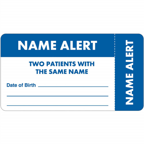 Medical Alert Labels, Name Alert, 3-1/4 x 1-3/4, White/Blue, 250/RL (MAP3100)