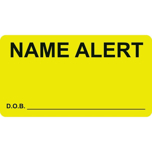 Medical Alert Labels, Name Alert, 3-1/4 x 1-3/4, Chartreuse, 250/RL (MAP3410)