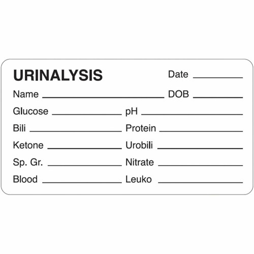 Medical Chart Labels, Urinalysis, 3-1/4 x 1-3/4, White, 250/Roll (MAP3510)