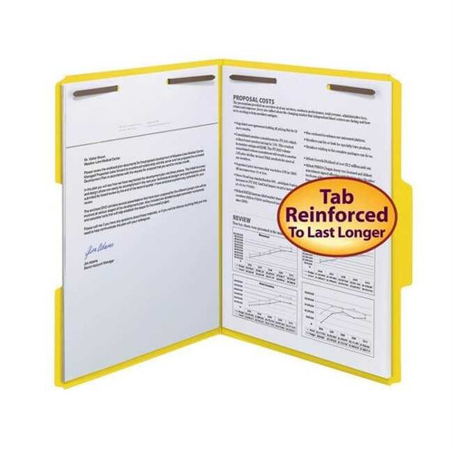Smead Colored Fastener Folders, Yellow, 50/Box (12940)
