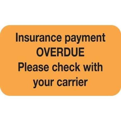 Insurance Labels, Insurance Payment, 7/8 H x 1 1/2 W, Fl. Orange, 250/Roll (MAP4090)