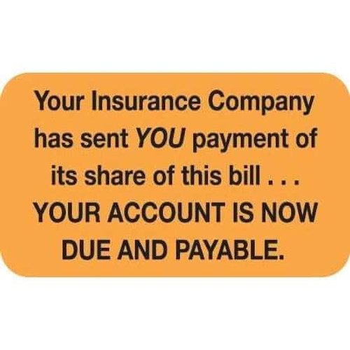 Insurance Labels, Your Insurance, 1-1/2 x 7/8, Fl. Orange, 250/Roll (MAP4100)