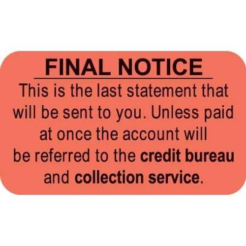 Billing/Collection Labels, Account Seriously Overdue, 250/Box (MAP1400)