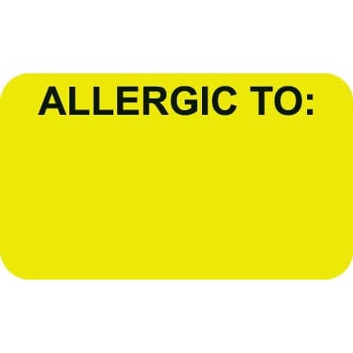 Allergy Labels, Allergic To, 1-1/2 x 7/8, Chartreuse, 250/RL (MAP4910)