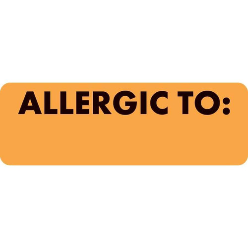 Allergy Labels, Allergic To, 3 x 1, Fl. Orange, 250/Roll (MAP4940)
