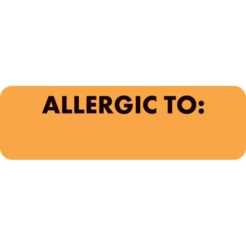 Allergy Labels, Allergic To, 2-1/2 x 3/4, Fl. Orange, 300/RL (MAP496)