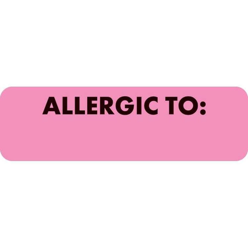 Allergy Labels, Allergic To, 2-1/2 x 3/4, Fl. Pink, 300/RL (MAP497)