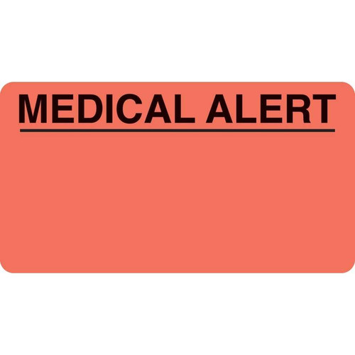 Medical Alert Stickers 1-3/4 H x 3-1/4 W Fluorescent Red 250 Roll