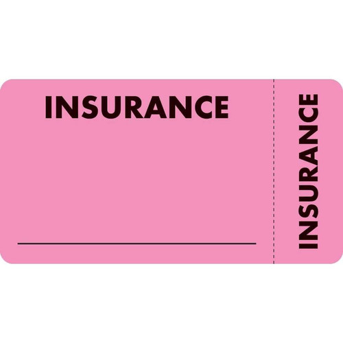 Insurance Labels, Insurance, 3-1/4 x 1-3/4, Fl. Pink, 250/Roll (MAP5210)
