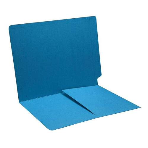 Colored End Tab Folders, Letter, 1/2 Pocket Inside Front, 11pt Blue, 50/Bx