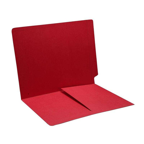 Colored End Tab Folders, Letter, 1/2 Pocket Inside Front, 11pt Red, 50/Bx