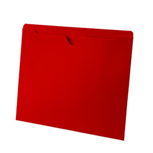 Colored File Jackets, Letter Size, 2-Ply Top Tab, Flat, 11pt Red, 100/Box