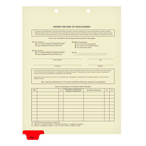 Chart Dividers, Bottom Tab, Position 1, HIPAA w/ Body Print, Red, 100/Box