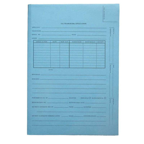 Patent Folders, Top Tab, Tri-Fold, Printed 2-Sides, Blue, 25/Box