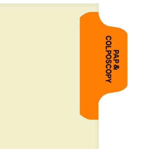 Chart Divider Tab, Position 1, Orange, Pap/Colonoscopy, Pack/100
